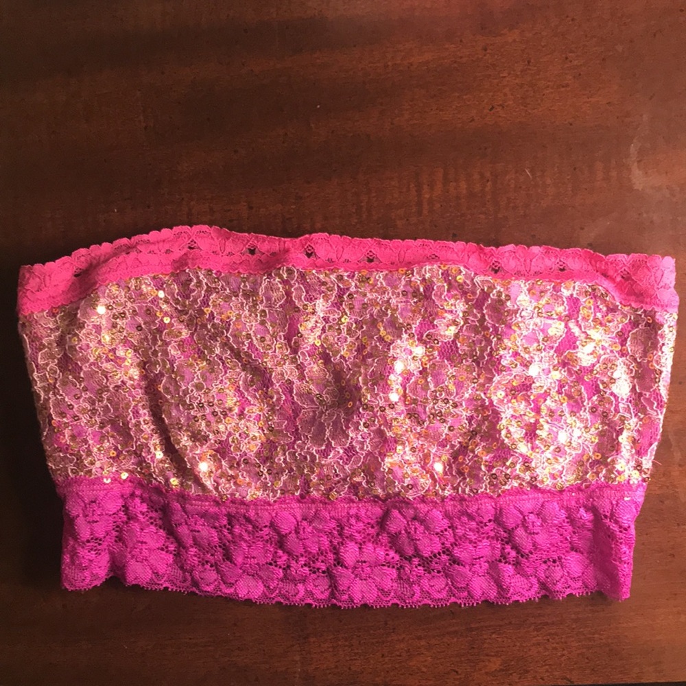 Intimately Free People pink bandeau gold sequin
